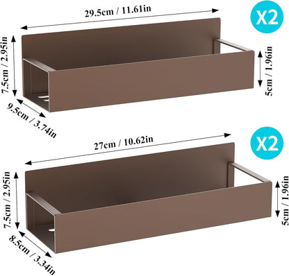 HuggieGems Metal 4 Pack Magnetic Spice Storage Rack Organizer for Refrigerator and Oven, Black Fridge Organizers and Storage, Metal