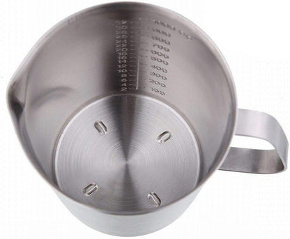 KSENDALO SUS304 Stainless Steel Measuring Cup Pitcher, 16oz/2Cup/500mL Metal Measuring Cup with Precision Engraved Markings for Kitchen Baking, Frothing, Liquid, Coffee, Milk