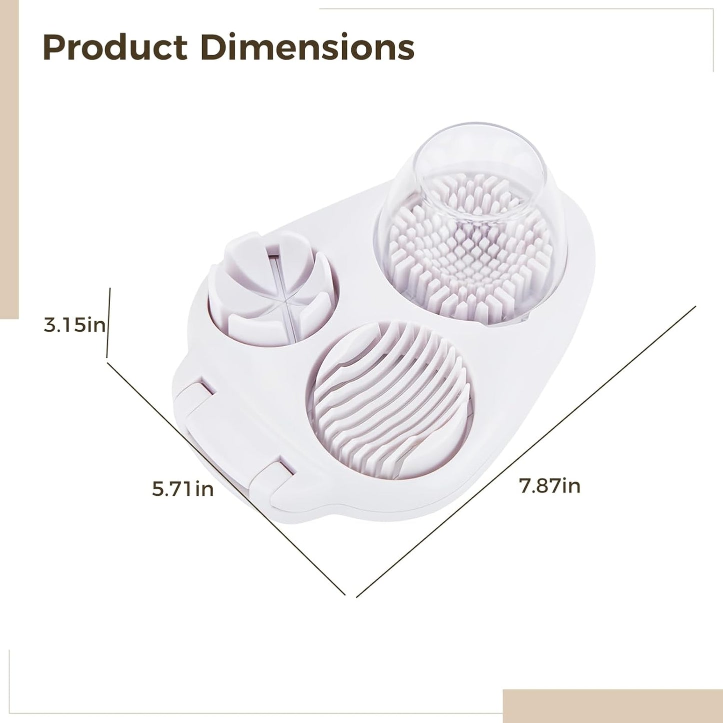 3-in-1 Egg Dicer for Hard Boiled Eggs, Egg Cutter with Slicing, Dicing, Striping Functions, Includes Built-In Storage Box for Kitchen Organization, Easy to Clean and Use