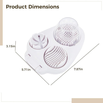 3-in-1 Egg Dicer for Hard Boiled Eggs, Egg Cutter with Slicing, Dicing, Striping Functions, Includes Built-In Storage Box for Kitchen Organization, Easy to Clean and Use