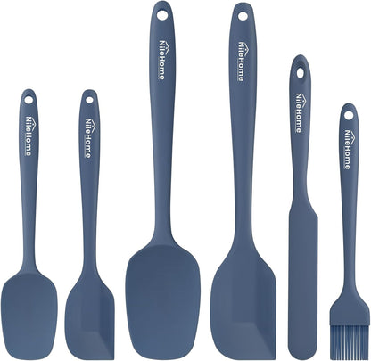 NileHome Silicone Spatula Set, 5 Pieces Food Grade Kitchen Utensils with Silicone Brush Heat Resistant BPA-free Rubber Spatula for Scraping, Baking, Cooking, Mixing—Black