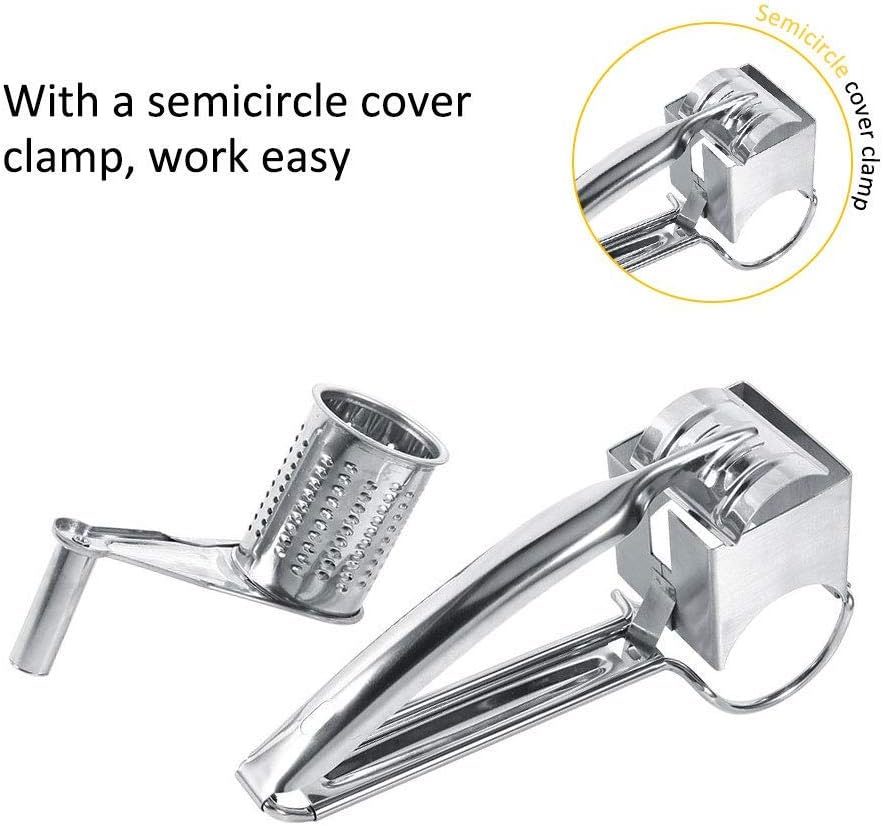 Cheese Grater,Multifunctional Kitchen Craft Rotary Stainless Steel Cheese Grater 1 Drums Shred Tool