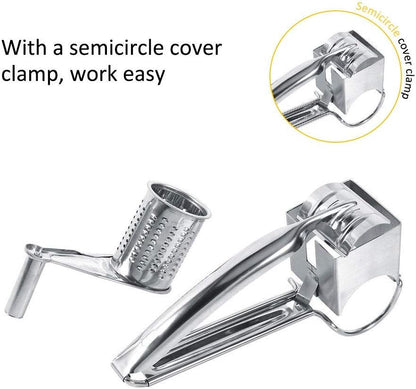 Cheese Grater,Multifunctional Kitchen Craft Rotary Stainless Steel Cheese Grater 1 Drums Shred Tool