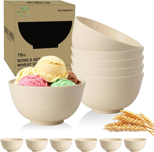 Wheat Straw Bowls Set with Lids, Unbreakable 40 OZ Cereal Bowls Set of 4, Salad Container for Lunch, Microwave & Dishwasher Safe Bowl Set for Kitchen, Picnic, RV, Camping, Multi