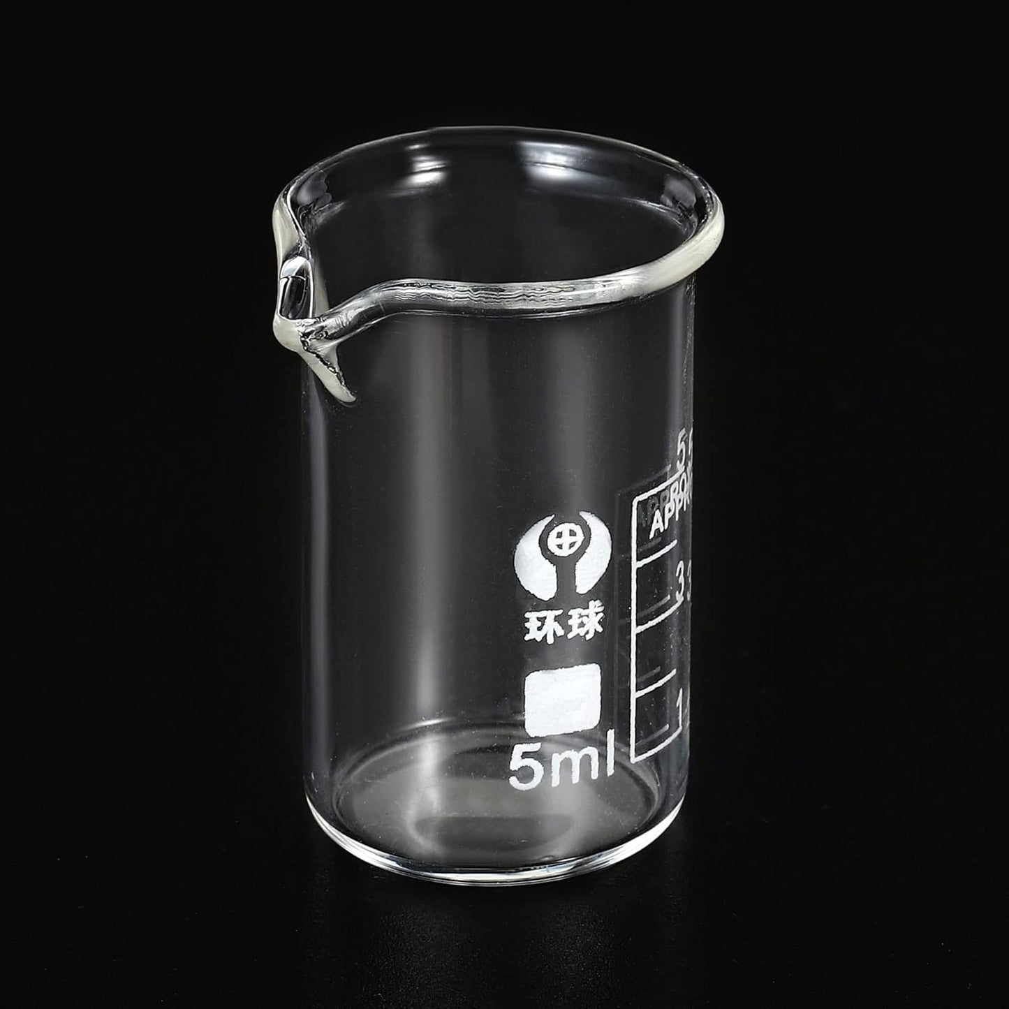 PATIKIL 10ml Low Form Glass Beaker, 3.3 Borosilicate Glass Graduated Printed Scale Measuring Cups with Spout for Kitchen Lab Liquids Transit Boiling