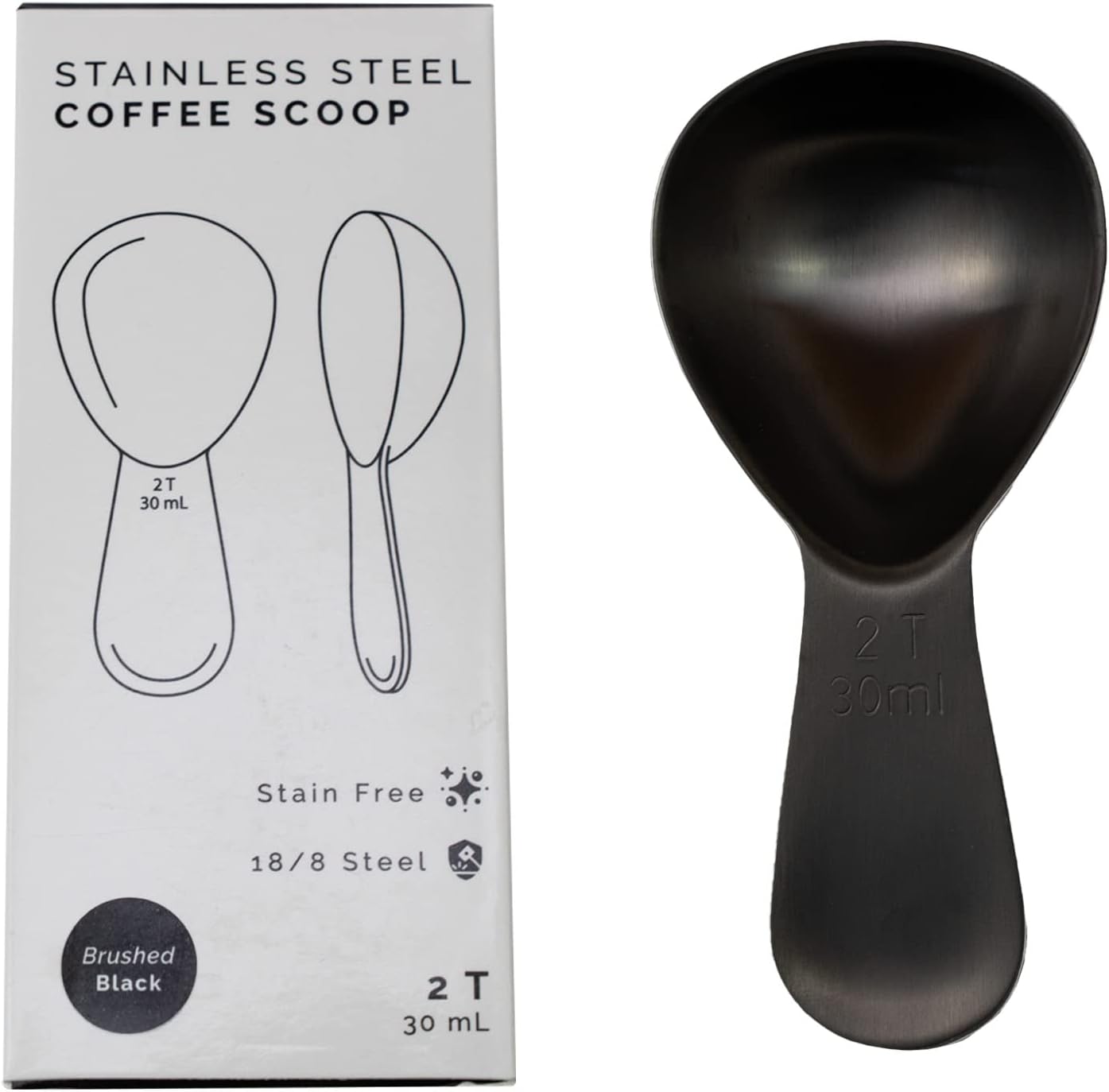 Coffee Scoop - Brushed Stainless Steel - 2 Tablespoon Capacity - Fits inside Airscape Canisters (Brushed Steel)