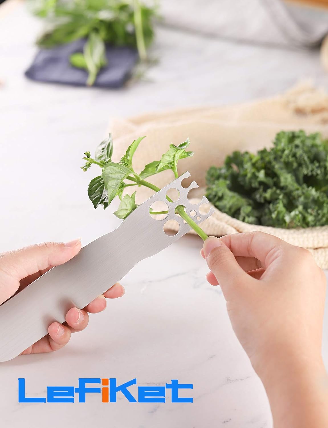 RONDURE Stainless Steel Herb Stripper -Kale & Herb Stripper, for Leafy Greens and Woody Herbs, Kale Kitchen Gadgets Leaf Stripping Tool Separator