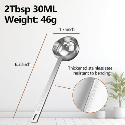 Generic 2 Tablespoon Stainless Steel Coffee Scoop - Perfect Measuring Spoon for Ground Coffee, Espresso - Durable Serving Utensil (30ml), Silver, BD-003