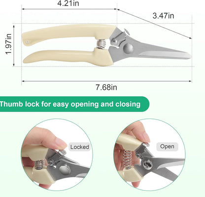 Premium Germany Pruning Shears, Work 3 Times Easier, Pruners Heady Duty, Sharp Garden Clippers Cut Fresh Flower, Hedge, Herb, Indoor Plants, Gardening Tools Scissors, Arthritis Weak Hand Snips