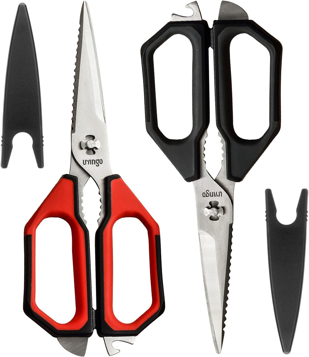 LIVINGO Kitchen Scissors, 2 Pack 9.25" Utility All Purpose Poultry Shears Heavy Duty Dishwasher Safe, Come Apart Sharp Stainless Steel Cooking Food Scissors for Cutting Meat, Chicken, Vegetable, Fish