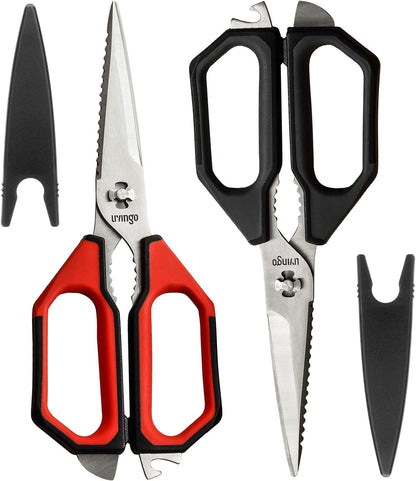 LIVINGO Kitchen Scissors, 2 Pack 9.25" Utility All Purpose Poultry Shears Heavy Duty Dishwasher Safe, Come Apart Sharp Stainless Steel Cooking Food Scissors for Cutting Meat, Chicken, Vegetable, Fish