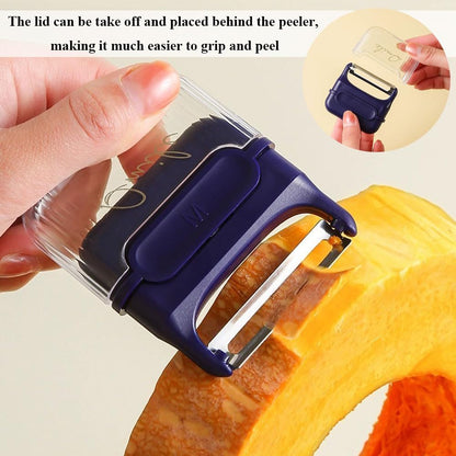 Apple Peelers for Kitchen, Fruits & Vegetables Peelers for Potato, Carrot, Cucumber Peeling, Vegetable Peeler with Cover & Magnet Attachment, Sharp & Safe Blade Kitchen Food Peelers for Easy Peeling