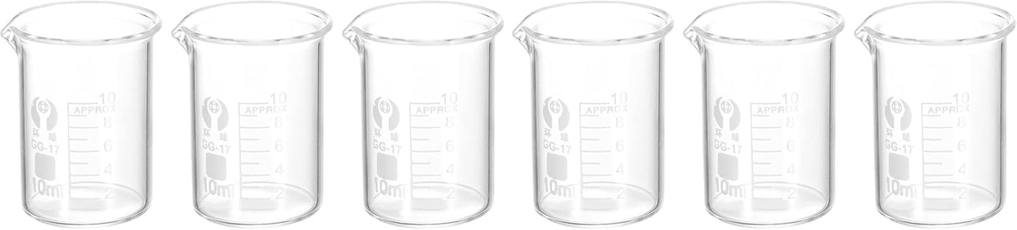 PATIKIL 3Pcs 10ml Low Form Glass Beaker, 3.3 Borosilicate Glass Graduated Printed Scale Measuring Cups with Spout for Kitchen Lab Liquids
