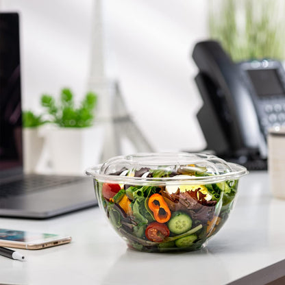 GUSTO [18 oz. - 50 Count Clear Plastic Salad Bowls with Lids, Disposable Salad Containers - Perfect for Takeout, Salads, and Meal Prep (Formerly Comfy Package)
