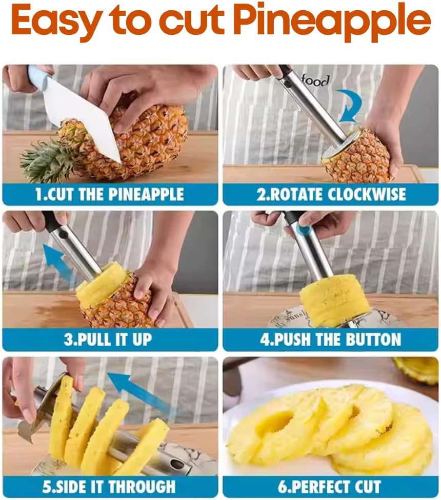 3PCS Stainless Steel Apple, Avocado & Pineapple Slicer Set – Heavy-Duty Corer & Cutter with Reinforced Blade for Quick & Easy Fruit Cutting Prep – Sharp, Durable & Ergonomic Kitchen Tool”