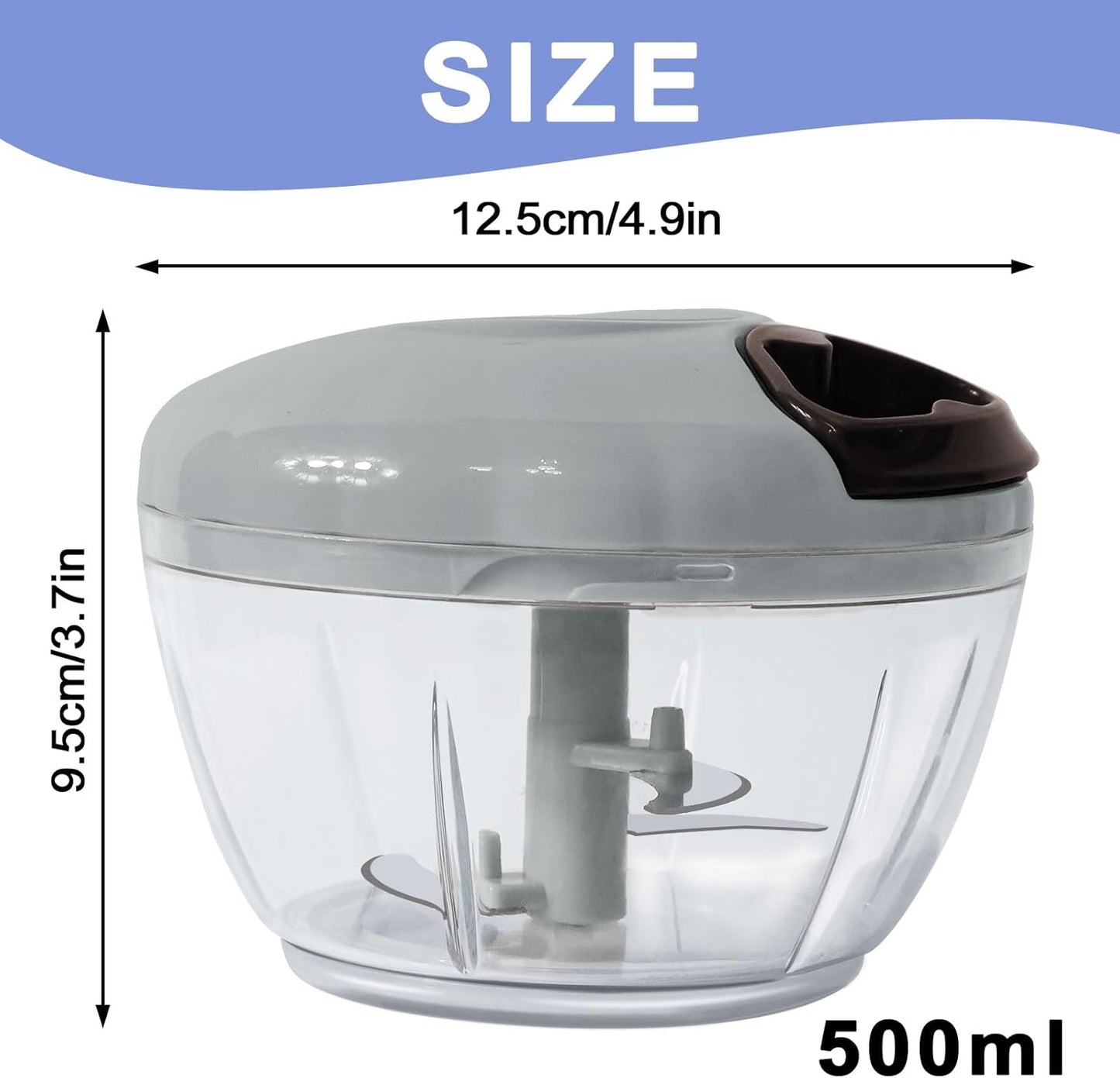 Garlic Chopper Mincer Manual Vegetable Chopper 500ml - with Pull String Garlic Press Crusher 5 Sec Chop Food Quickly, for Garlic, Ginger, Potato, Avocado, Onion, Salad, etc., Pink