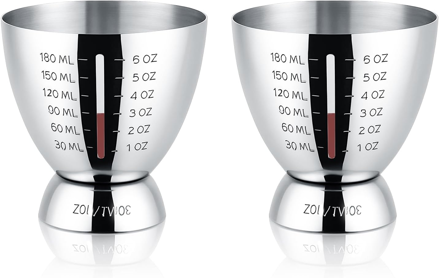 Cocktail Measuring Jigger for Bartending with Graduated Markings 1 oz to 6oz Heavy Duty 18/8 Multi-Unit Measure Stainless Steel Shot Measure Cup