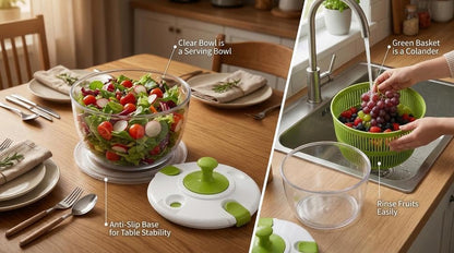 Salad Spinner-Lettuce Spinner | Best Fruit Washer with Spinner Bowl, Easy-Spin Handle, 5QT