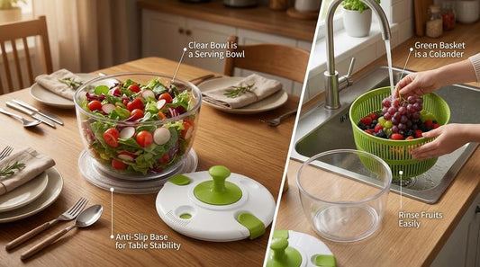 Salad Spinner-Lettuce Spinner | Best Fruit Washer with Spinner Bowl, Easy-Spin Handle, 5QT