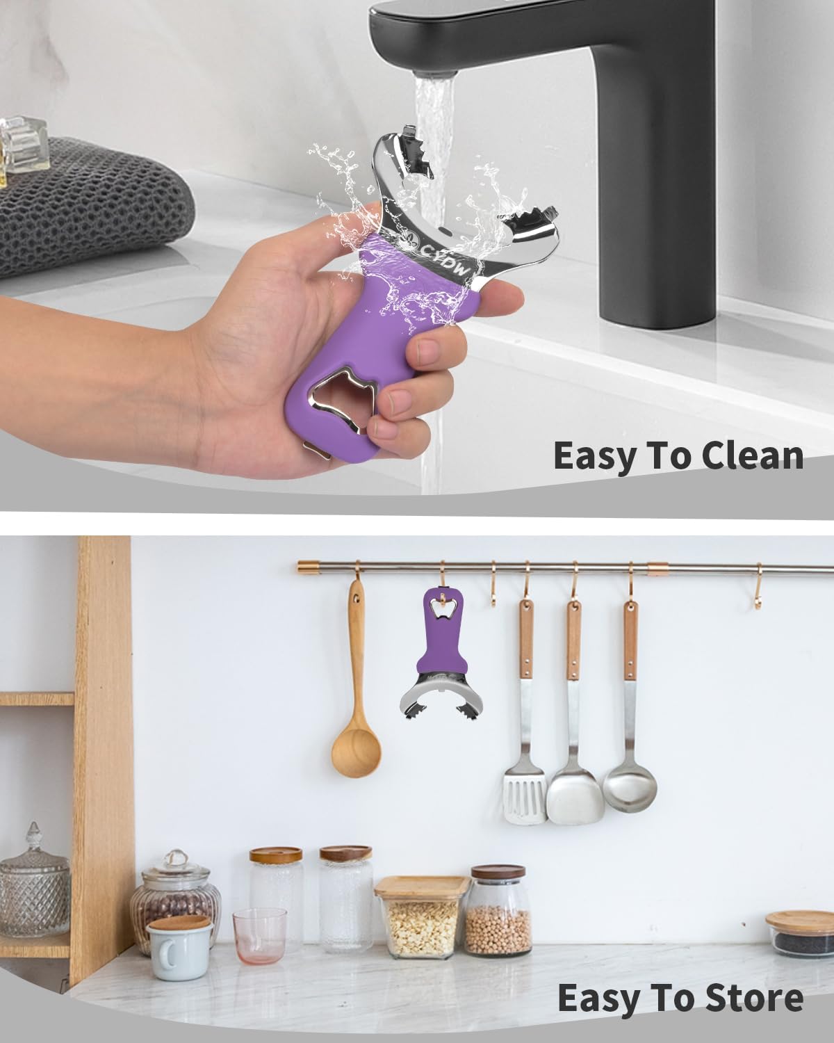 CYDW Mason Jar Opener Tool with Soft Touch Handle, No Lid Dents or Damage, Can Opener Manual Multi-Purpose, Easy Twist Manual Handheld Top Remover, Canning Supplies, Bottle Opener, Made for Lifetime