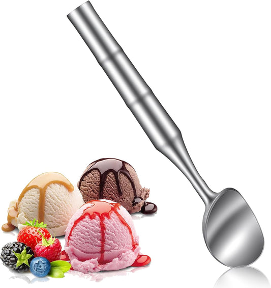 Ice Cream Scoop Stainless Steel, Ice Cream Scooper Seamless Design Comfortable Grip Long Handle for Gelato, Sorbet, Cookie Dough, Melon, Frozen Yogurt