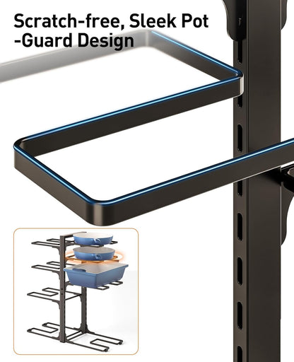 ORDORA Pots and Pans Organizer for Cabinet 16.61 Height, 8 Tier Pot Organizers Rack with 3 DIY Methods, Adjustable Pan Organizer under Cabinet Kitchen Organization and Storage