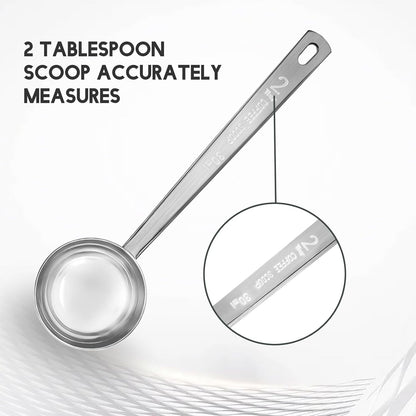 Timoo Coffee Measuring Scoop 1 Tablespoon long handle Stainless Steel spoon for Coffee, Milk Powder, Fruit Powder, Set of 5
