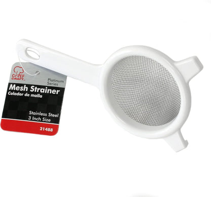 Chef Craft Classic Stainless Steel Mesh Strainer, 6 inch, White