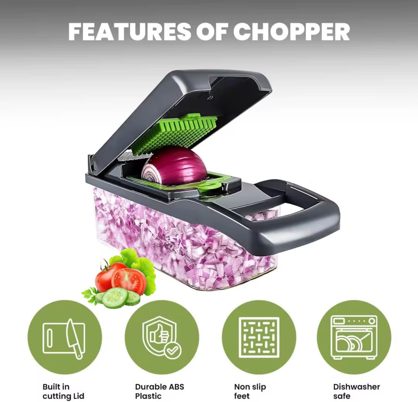 Vegetable Chopper Dicer with Container Cheese Grater Mandoline Slicer Cabbage Shredder French Fry Cutter Stainless Steel For Veggie Onion Potato Fruit Food,Manual Hand Cooking Gadget for kitchen
