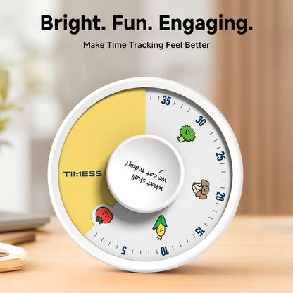 60-Minute Visual Timer, Twist to Set, Loud Battery-Powered Alarm, High-Visibility Rotary Countdown Dial for Kitchen, Work, Study & Time Management (Orange)