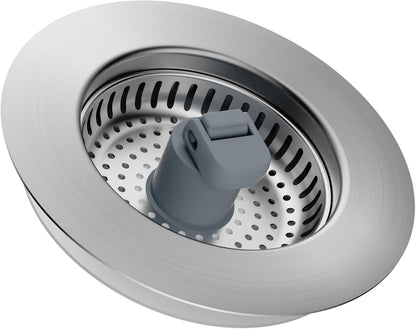 Hibbent Upgraded 3 in 1 Kitchen Sink Drain Strainer and Stopper Combo, Stainless Steel Metal Pop Up Sink Stopper, Anti-Clogging Basket with Foldable Handle for US Standard 3-1/2 Inch Drain