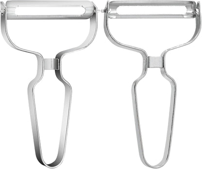 Generic 2-Piece Stainless Steel Julienne Peeler Set, Y-Shaped Design, Dual Blades, Non-Slip Handle, Easy to Store