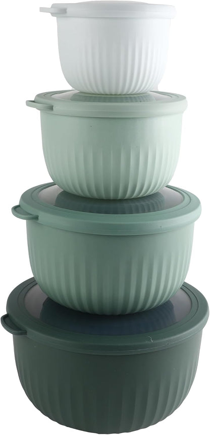 COOK WITH COLOR Prep Bowls with Lids- Wide and Deep Nesting Plastic Small Mixing Bowl Set with Lids, 8 Piece Set - Wide Bowls, Blue
