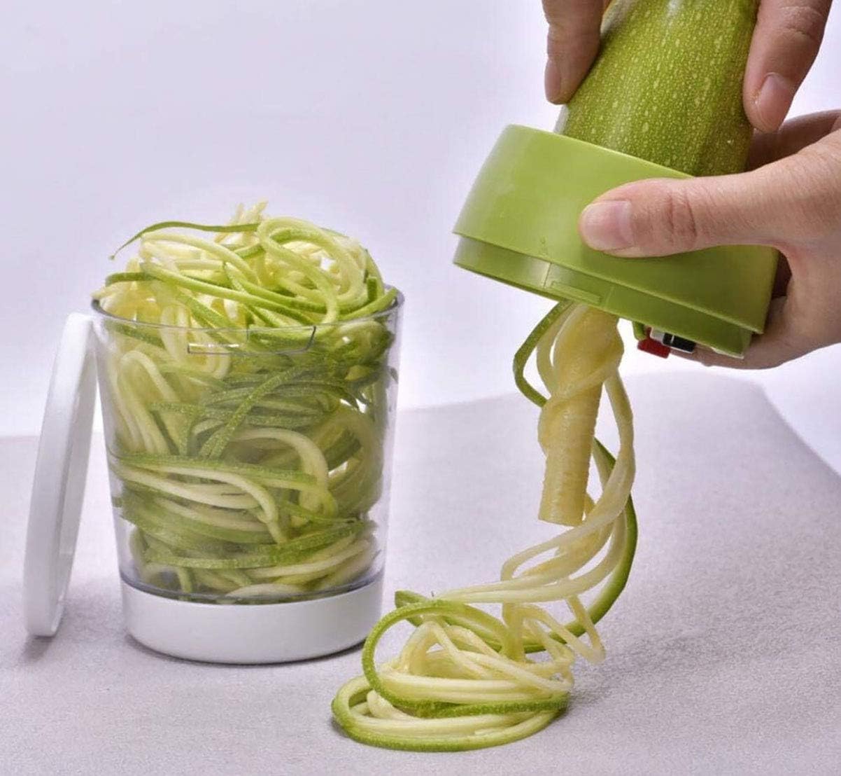 5 in1 Handheld Spiralizer Vegetable Slicer, Green, Plastic, ABS, Stainless Steel