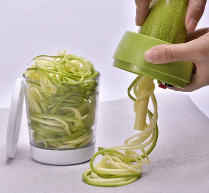 5 in1 Handheld Spiralizer Vegetable Slicer, Green, Plastic, ABS, Stainless Steel