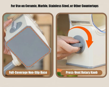 Rotary Cheese Grater with Hand Crank, Multi-Purpose Shredder Slicer with 3 Interchangeable Stainless Steel Blades for Shredding, Slicing, and Grating Cheese, Vegetables, and Fruit (Beige)