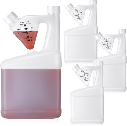 1 Pcs 32oz Tip Measure Containers Tip and Pour Measuring Containers HDPE Chemical Measuring Cups with Lids Plastic Bottle, up to 4oz Capacity (32oz)