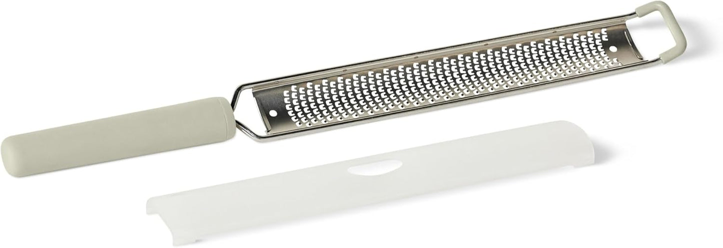 Amazon Basics Zester and Grater Tool, Soft Grip Handle, Dishwasher-Safe, Linen Gray