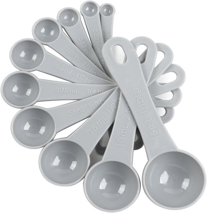 DOTINGHUX Measuring Spoons, Plastic Measuring Spoons Set with Egg Separator 12-Piece,Black