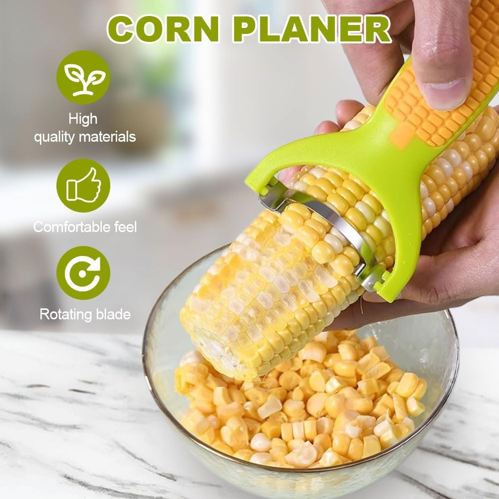 2024 New Corn Peeler, Upgrade Planer Corn Peeler Corn Thresher Corn Stripper, Stainless Steel Quick Corn Kernel Cutter Tool Corn Thresher with Ergonomic Handle (Green#1PC)