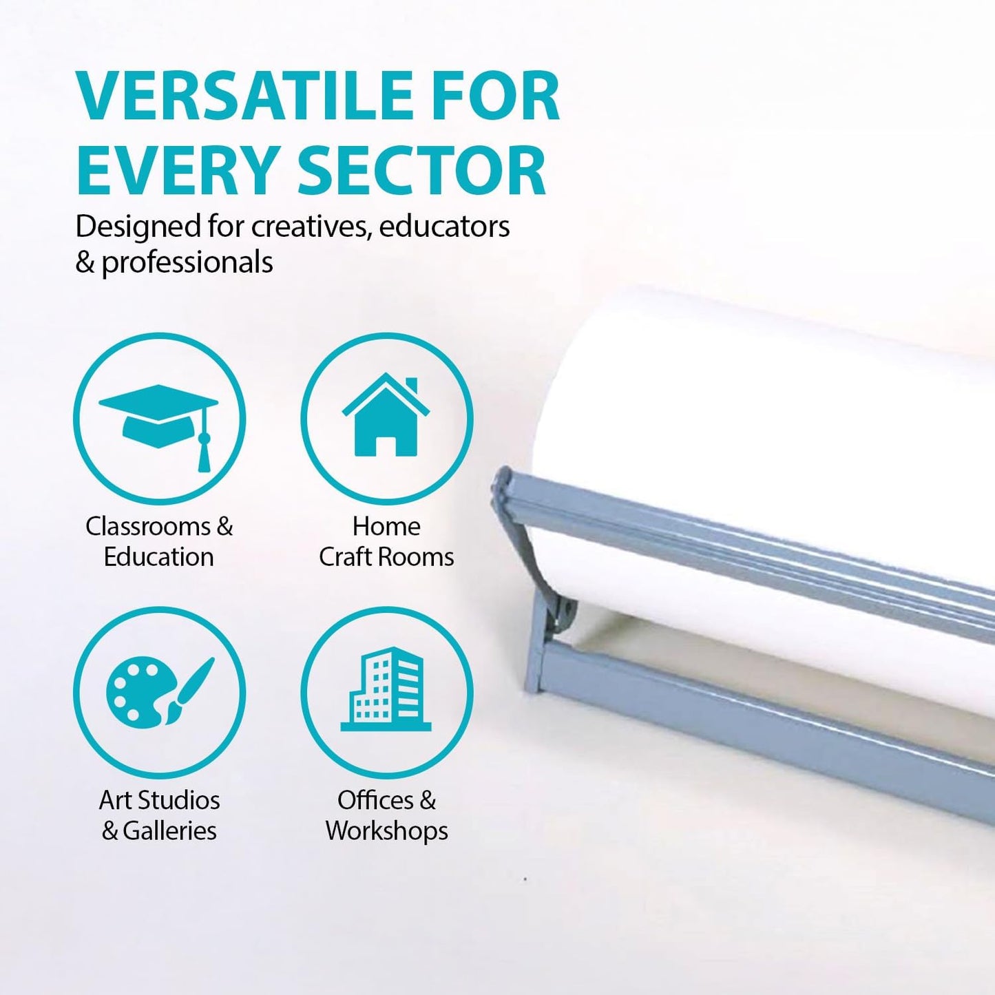 30" Roll Paper Dispenser with Cutter - Wall Mount or Desktop Metal Straight Edge Cutter - Fits Craft Paper Roll, Freezer, Wrapping, Butcher Papers, or Cling Film - Non-Sharp Edge, Grey