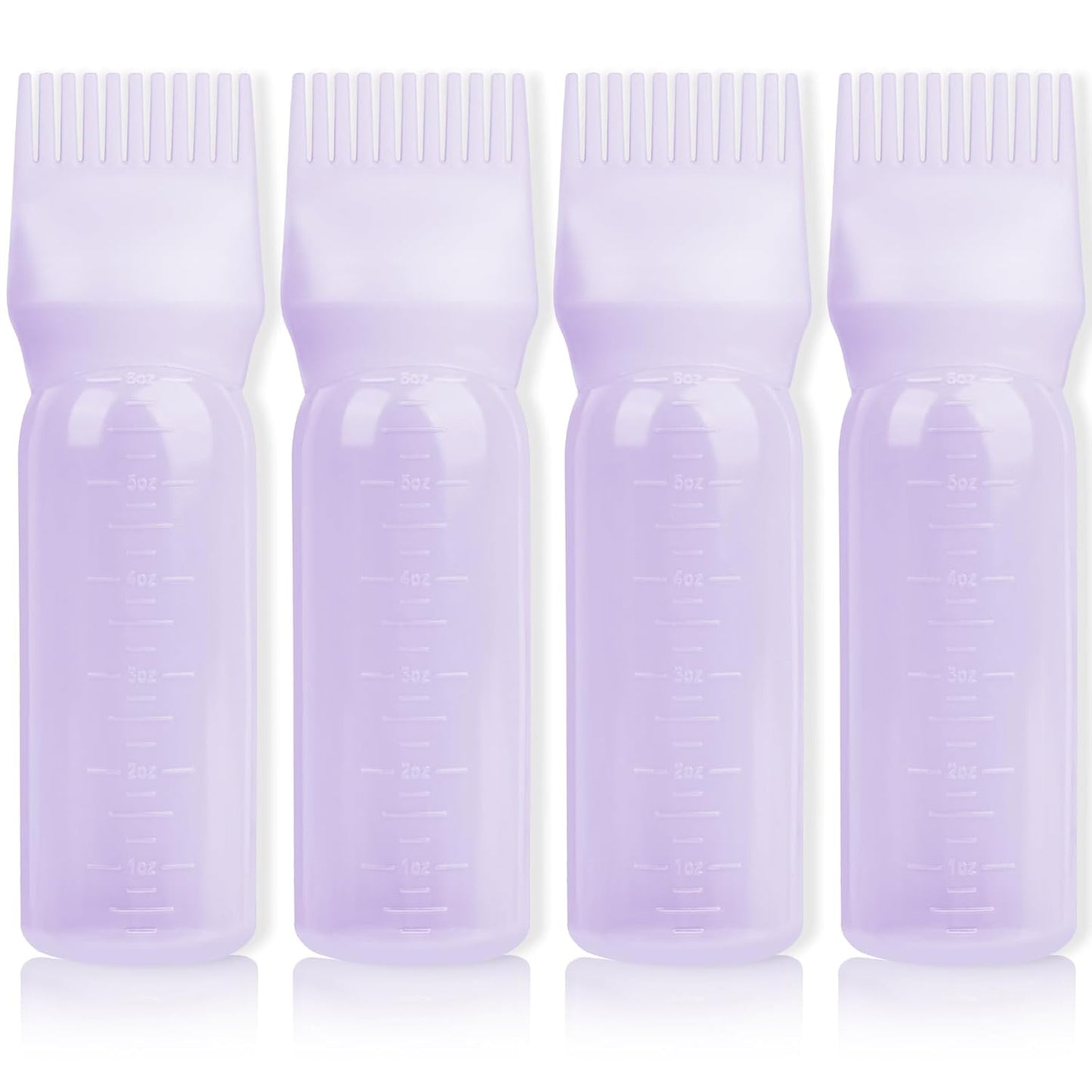 2Pack Root Comb Applicator Bottle - 6 Oz Hair Oil Applicator, Dye Bottle Tools with Oil Dispenser & Root Comb Brush - Pink