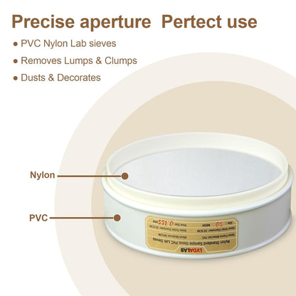 PVC Nylon Lab Sieve 80 Mesh(0.2mm), LVDALAB 7.9Inch(20cm) Diameter Sample Sifter Strainer for Industrial Lab Home