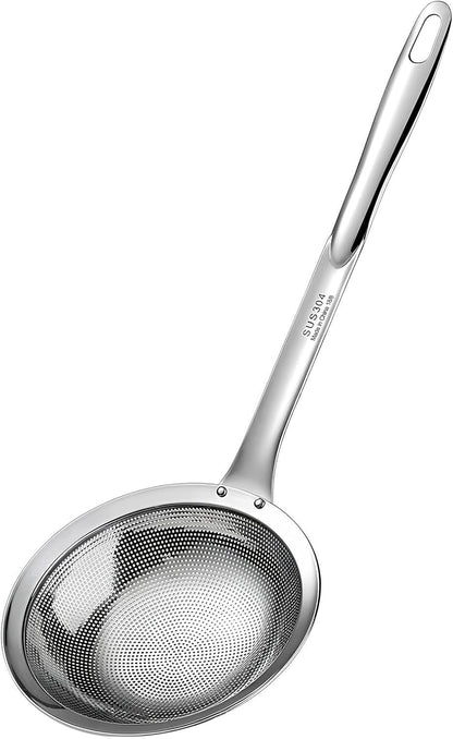 Ugotit Skimmer Spoon Stainless Steel, Fine Mesh Strainer for Cooking, Fat Skimmer & Hot Pot Skimmer, Dishwasher Safe Kitchen Gadget (DIA 3.5Inch)