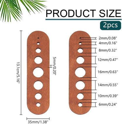 PH PandaHall 2pcs Wood Herb Stripper with 8 Hole, Oval Wooden Herb Stripper Tool Wood Leaf Remover Herb Stripping for Kitchen Gadgets Cooking Small Kitchen Appliances Chef Gifts, Brown, Hole: 2-16mm