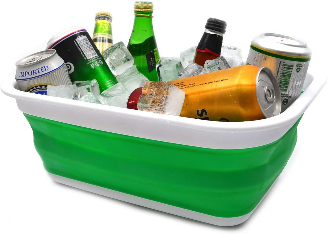 SAMMART 9.2L (2.37Gallon) Collapsible Wash Basin - Foldable Outdoor Picnic Basket - Portable Plastic Tub - Space Saving Storage Container with Size : 15.3 x 11.2 x 5.5/1.5" (M, Gray)
