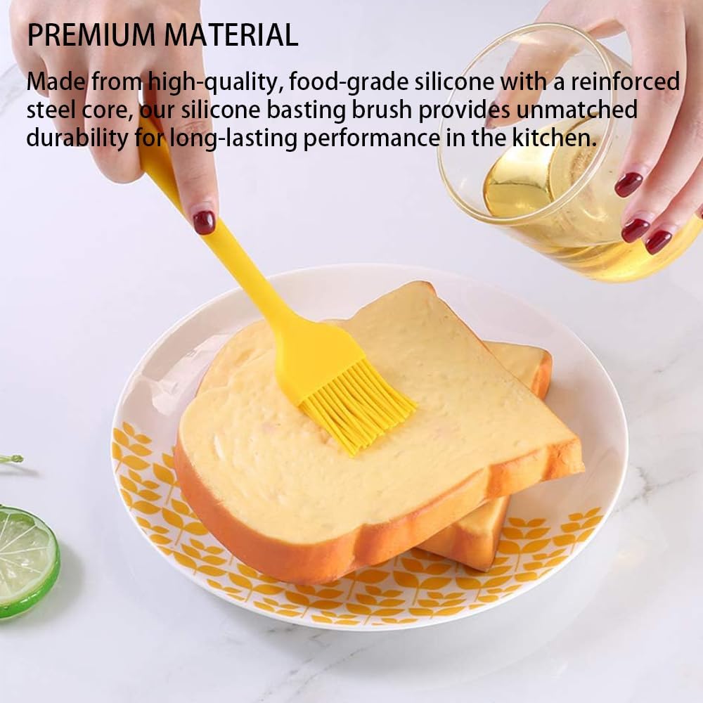 Silicone Basting Pastry Brushes Set, 2 Pcs Heat Resistant Kitchen Cooking Baking Brush for Oil Butter Sauce BBQ Grill, BPA Free, Dishwasher Safe, 8&10 inch