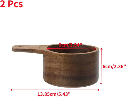 Oedema 2 Pcs Wooden Measuring Cup 1/4 Cup Mini Coffee Scoop Kitchen Measure Tool Measuring Spoon for Coffee Beans Tea