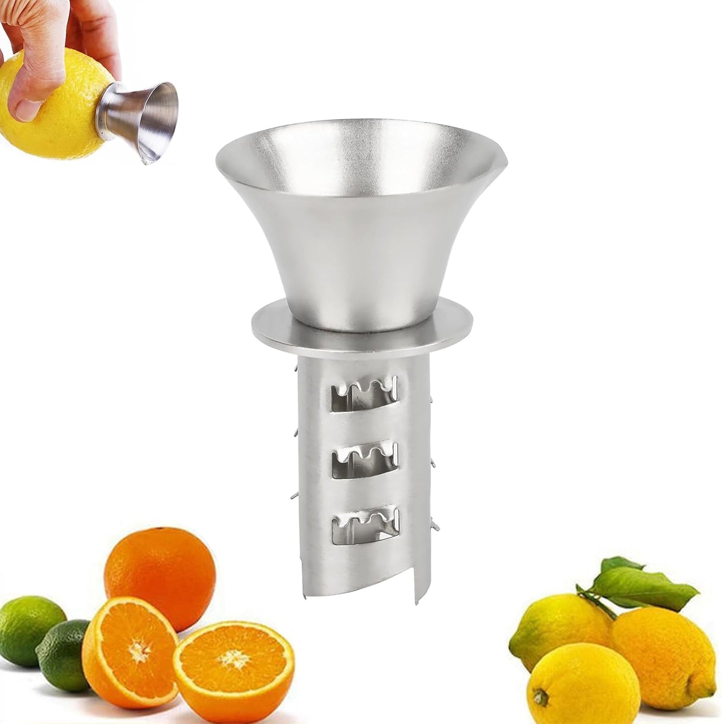 KAYCROWN 18/8 Stainless Steel Manual Lemon Juicer Squeezer, Easy Squeeze Small Hand Juicer and Reamer, Hand Citrus Juicer and Lemon Pourer, Screw Limes squeezer, Dishwasher Safe, Pack of 2