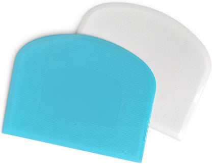 ALLTOP Bowl Spatula & Bench Scraper,Flexible Plastic Multipurpose Kitchen Pastry Cutter Tool,Food Scrappers for Bread Dough Baking Cake Fondant Icing,Set of 2 Pieces - White,Green
